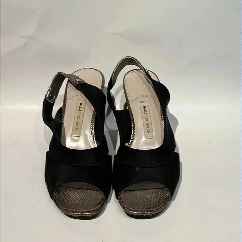 Dana Buchman slingback heels black 8‎ event cocktail party wedding open toe work